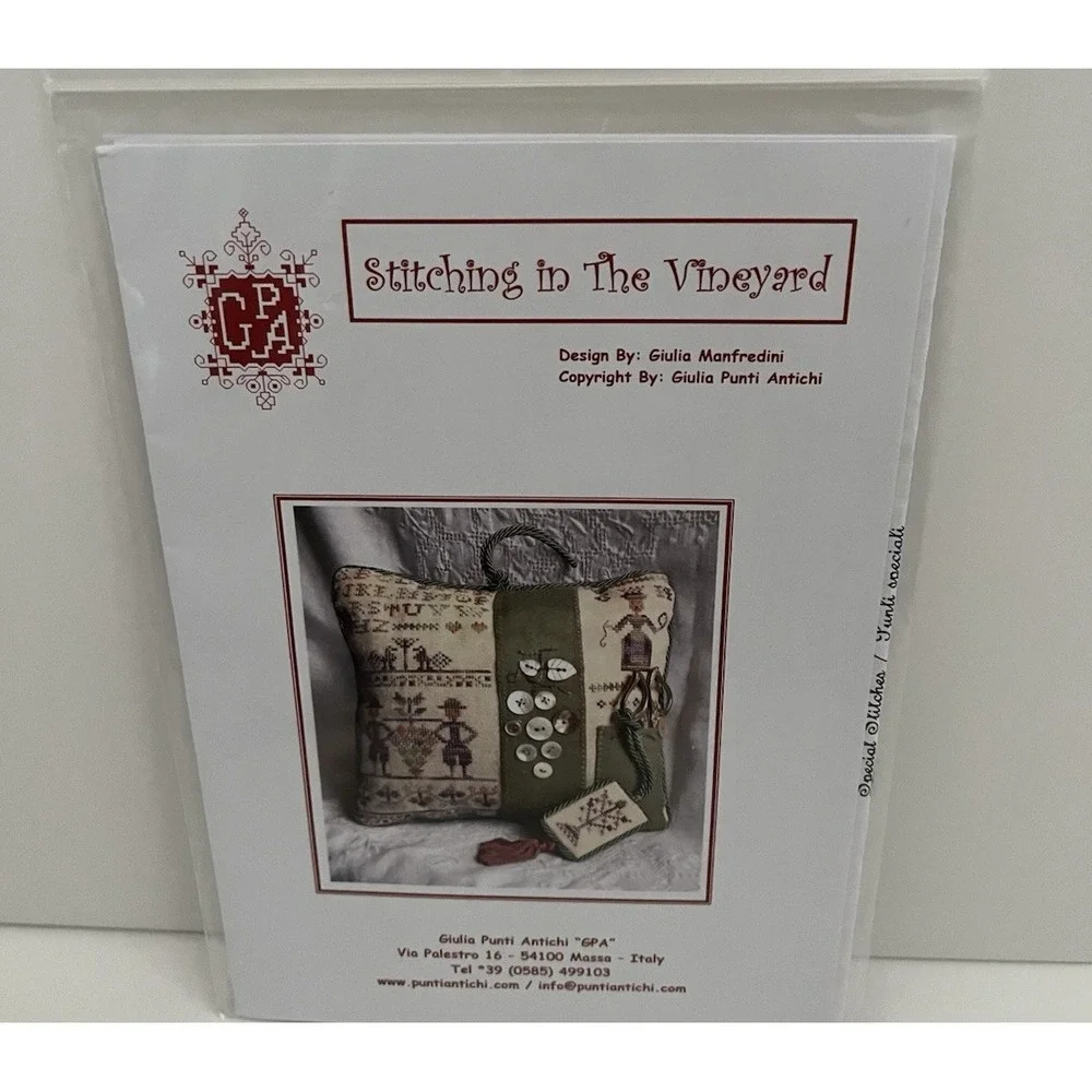 Giulia Punti Antichi GPA Stitching In The Vineyard Pillow Instructions Romy's